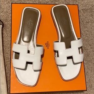 Hermes Oran Sandals - White